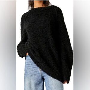 Free People Teddy Bear Tunic Sweater Dress Size XS Black New Wool Oversized